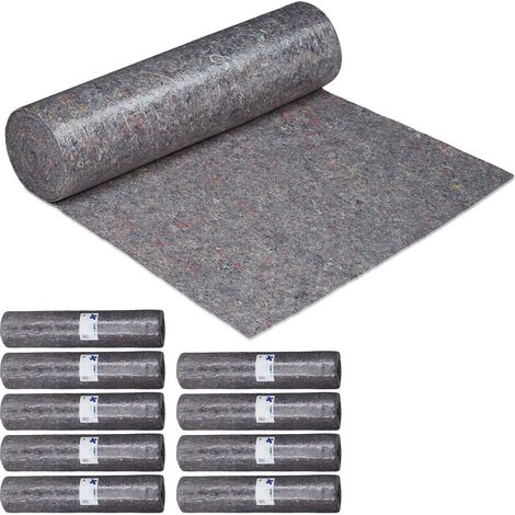 10 x Malervlies, Abdeckvlies Rolle, je 1 m x 50 m = 50m², rutschfest, wasserabweisend, 220g/m², Streichen, Umzug, grau