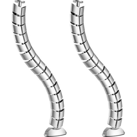 Kabelmanagement-Set, flexibler und verstellbarer Kabelorganizer für den Schreibtisch, silber, 2-teilig (oval, 74,5 cm) (1/5)