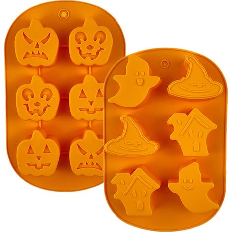 Lot de 2 moules à gâteau en siliCône Bat Pumpkin Face Skull Ghost-Fei Yu