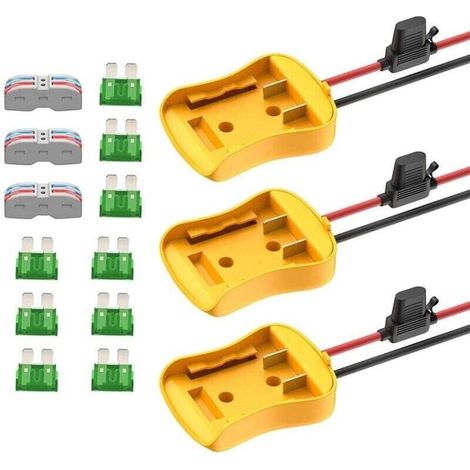 Adaptateur Batterie Power Wheels Dewalt 20V Kit Convertisseur Fil 12 AWG Fusibles Connecteurs Lot de 3 (1/4)