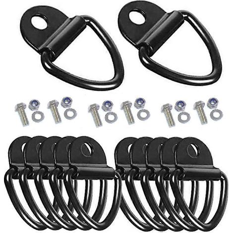 Kit de 12 sangles d'arrimage pour chenil Ruffland - Anneaux en D, capacité de charge de 454 kg (1000 lb), clé incluse - Installation facile (1/5)