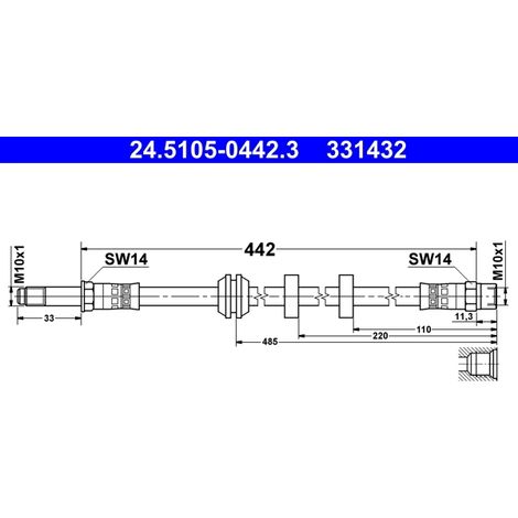 Flexible de frein ATE 24.5105-0442.3 SEAT 1H0 611 701 1H0 611 701 F 6K0 611 701