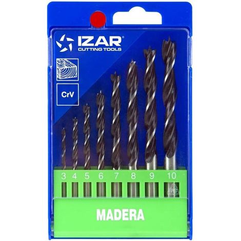 coffret 8 forets auto-centreur bois Izar acier CrV de 3 à 10mm (1/2)