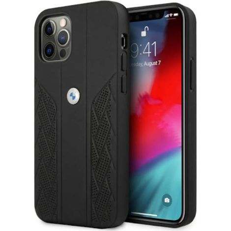 Étui BMW BMHCP12MRSPPK pour iPhone 12/12 Pro 6.1, noir, rigide, en cuir perforé incurvé (1/4)
