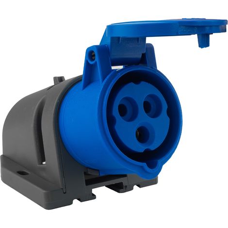Prise de camping en saillie CEE 16A triphasée 230V IP44 bleue 2P+E (1/5)