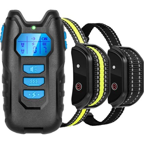 Collier Anti-Aboiement avec Télécommande - Collier de Dressage Canin à Portée de 2000ft, Étanche IP67, Modes Bip & Vibration (1-8), ,Une télécommande + deux colliers (1/5)