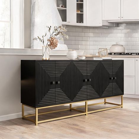 Armoire de rangement noir mat 3 compartiments 160 x 38 x 75,5 cm (1/5)