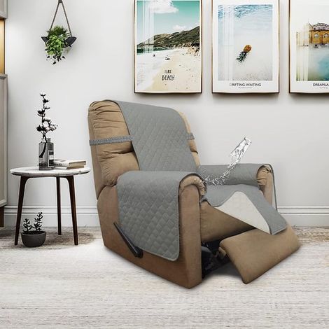 Funda reversible antideslizante para sillón de 55x200 cm, apta para mascotas/perros - Gris claro (1/5)