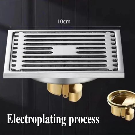 (plating LY)Bathroom shower square floor drain 10cmX10cm silver kitchen stainless steel anti odor floor drain (1/4)