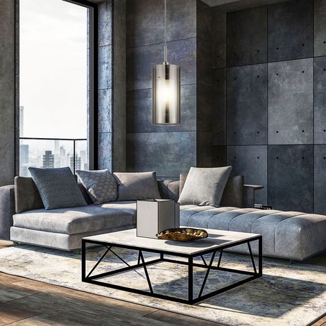 Design Decken Pendel Lampe Glas rauch Ess Zimmer Beleuchtung Hänge Lampe (1/2)