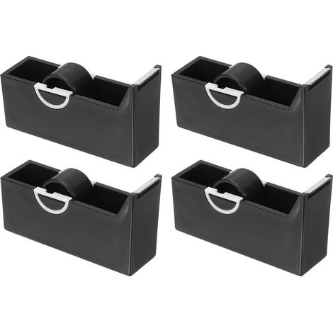 Lot de 4 dévidoirs de ruban adhésif de bureau, petit distributeur de ruban adhésif de bureau pour rouleaux de ruban adhésif de 17 mm, fournitures de bureau à domicile, noir 9.235.6cm (1/3)