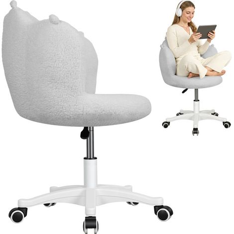 Wilitto - Chaise de bureau confortable - Coiffeuse, dossier ergonomique, pivotant à 360°, réglable en hauteur, charge maximale : 110 kg, gris clair (1/5)