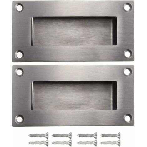 Poignées de porte poignée cachée poignée remplaçable pour porte coulissantes sans manche, Anticollision rectangulaires simple mais à la mode en acier inoxydable brossé satiné 2 pièces (1/5)