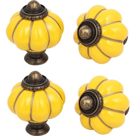 Home Office Meubles en céramique Kürbis Form Pull Griff Knob Gelb 4pcs (bea2a1cf6b047724ae2233e18dfb (1/3)