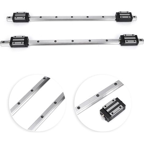 2 rails de guidage de haute précision HG15, interchangeables avec 4 blocs coulissants HG15 (HG15-500 mm). (1/5)