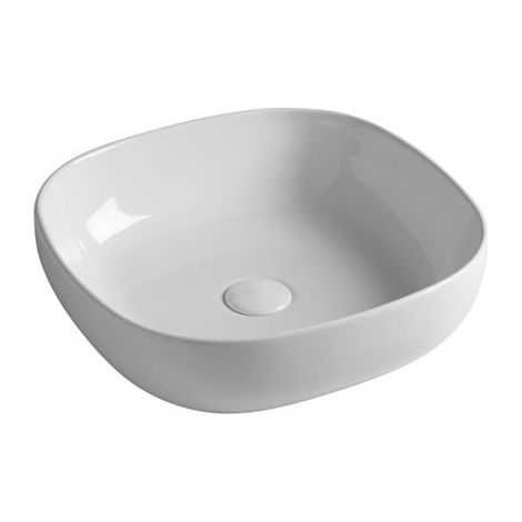 Lavabo d'Appoggio 45xh13,5 cm EASY  Quadro in Ceramica Bianco Lucido (1/2)