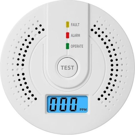 Carbon monoxide detector with replaceable battery and LED digital display, CO alarm for home safety, portable CO monitor for indoor use (1/5)
