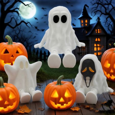 Lot de 3 décorations fantômes en résine pour Halloween, décorations saisonnières à collectionner pour bureaux, étagères, manteaux, rebords de fen (1/5)