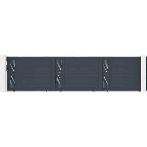 Schiebetor 6m VELETA H.140 graues Aluminium (1/5)