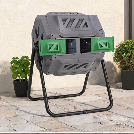 Composteur de jardin rotatif 160 L 71 x 65 x 96 cm acier et PP (1/5)