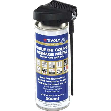 Tivoly • Huile de Coupe Aérosol Biodégradable 200ml - Usinage Métal - Diffusion large et précise - Évite l'échauffement, réduit l'effort de coupe et prolonge la durée de vie (1/4)