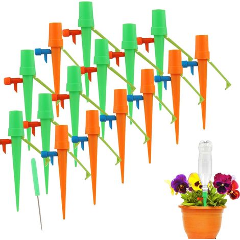 Set mit 15 Bewässerungsdüsen für Balkon- und Zimmerpflanzen, einstellbarer Wasserdurchfluss mit stabilen Halterungen, kompatibel mit Plastikflaschen (1/5)