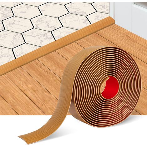 Bandes de transition auto-adhésives pour sols stratifiés, 5 cm de large, séparateur plat, élégant motif grain de bois (1 mètre, marron clair).
