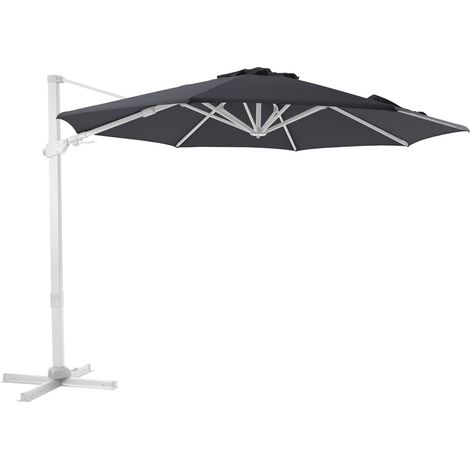 Axi Cyrus Premium Parasol Déporté Blanc/Gris - Rectangulaire Ø 300Cm - Structure Aluminium - Rotation 360 - Inclinable - Résistant Aux Uv (1/5)