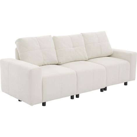 Canapé modulaire 3 places de 213 cm pour s'asseoir et s'allonger, fonction lit, profondeur d'assise généreuse jusqu'à 68 cm, profondeur d'assise réglable, tissu chenille, canapé droit compact (1/5)