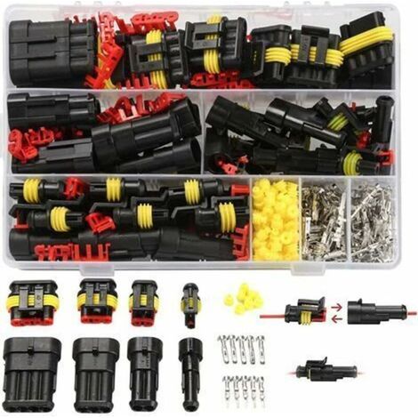 352 Pièces Imperméable à l'eau Connecteur,Connecteur étanche électrique Prise Mâle et Femelle, Connecteur de Câble Électrique 1/2/3/4 Broches, Adapté pour Moto Scooter Voiture Camion