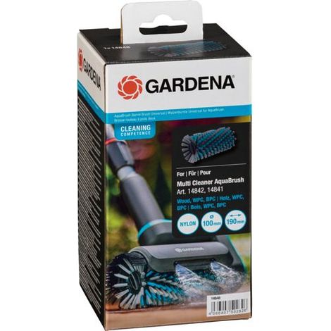 Gardena AquaBrush Farbrolle grau und turquoise 30 cm – für Holzterrassen – weiche Nylonborsten – ergonomisches Design