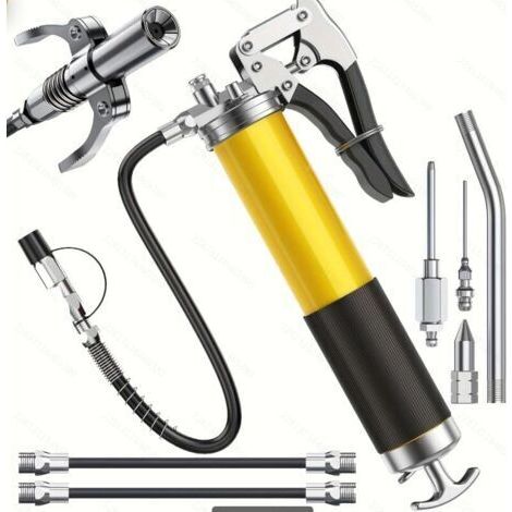 Pompe à Graisse Haute Pression 8000 PSI pour Cartouche 400 g, Kit avec Flexible, Embout Rapide et Buse Aiguille