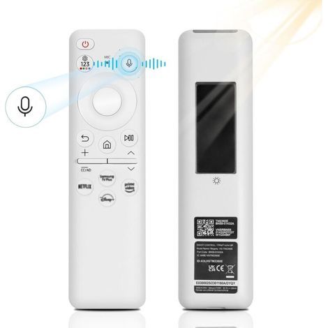 Télécommande de remplacement Samsung BN59-01432A, télécommande vocale solaire universelle pour Smart TV Samsung avec 4 touches de raccourci, blanche
