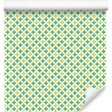 Papier peint à losanges vert citron et menthe pour salon et chambre 50x1000 cm (1/5)