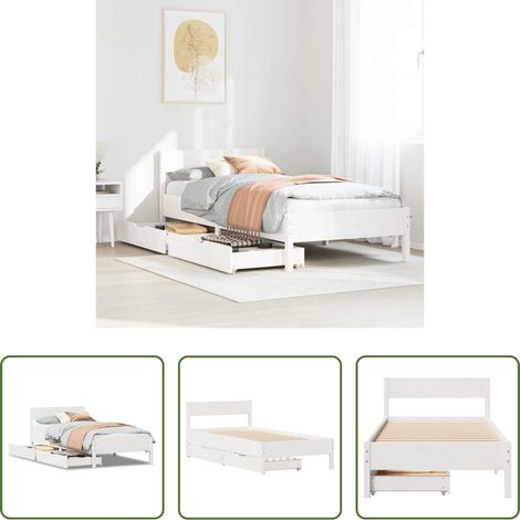 vidaXL Estructura de cama sin colchón madera maciza blanca 90x190 cm (1/5)