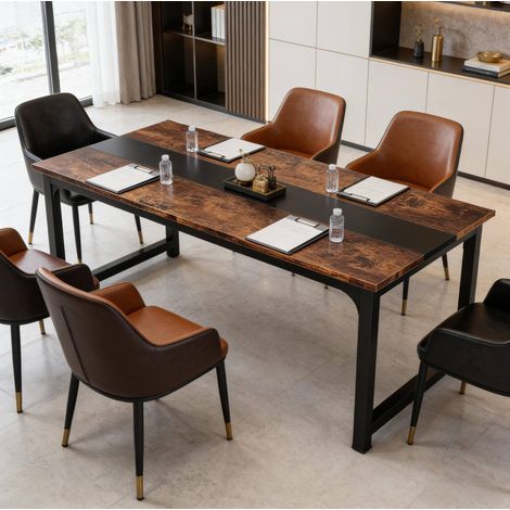MEUBLIV Bureau 160x80 cm noir et brun rustique – plateau spacieux (1/5)