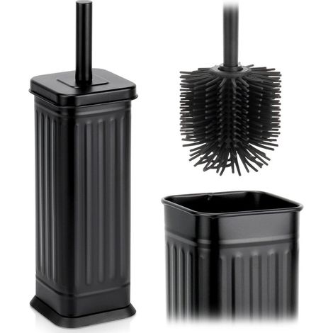 Silicone Toilet Brush with Metal Holder, Black 36.5 cm (1/5)