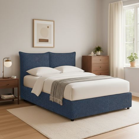 Letto Singolo Chatteris, Sfoderabile, Contenitore Made in Italy, blu (1/5)