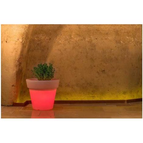 Jarrón luminoso de diseño moderno, Ø80 H70, en polímero resistente con LED rojo para interiores y exteriores - Hecho en Italia - Monacis (1/3)