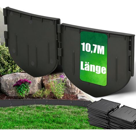 Bordure de Pelouse 10,7m I Bordure de Jardin en Plastique Extérieur Flexible, Anti-pli & résistant aux Intempéries I Jardin Bordure Plastique - Pose Extra-Profonde I Marteau Suffit, Pas de Tranchées (1/5)