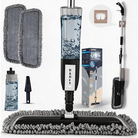 Balai pulvérisateur pour Nettoyer Les sols - Balai Plat en Microfibre avec pulvérisateur pour Le Nettoyage de la Maison avec 2 tampons de Rechange s et 1 Flacon Rechargeable pour Le (1/5)