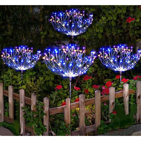 Lampes solaires, éclairage extérieur de jardin, lot de 4, 120 LED, étanches, feux d'artifice solaires - Lumière colorée (1/5)