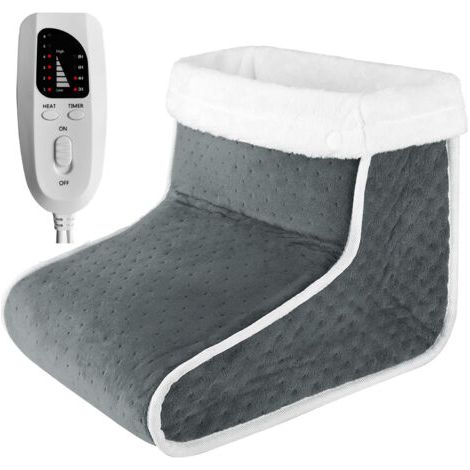 Chauffe Pied Electrique, Chauffe Pieds avec 10 Niveaux de Température & 3 Minuteries, Chaufferette Pieds avec Chauffe-pieds 40-60℃ Réchauffement Rapide, Avable en Machine, Gris (1/5)