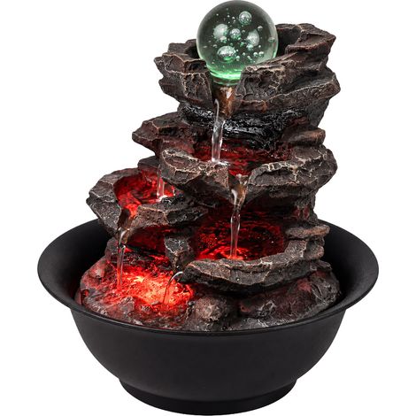 Spector Tabletop Water Fountain Indoor Water Feature LED Glass Ball Resin Brown (1/5)