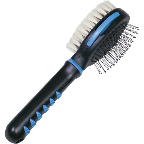 Nobby – Brosse double face COMFORT LINE Sensitive pour chiens et chats – Taille L, avec peigne à puces amovible (1/3)
