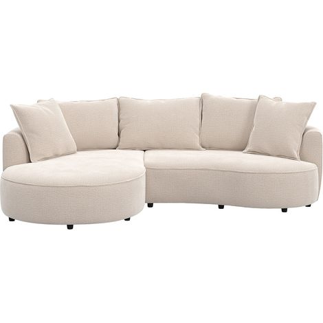 Canapé d'angle gauche en tissu chenille beige CEPRANO de Maison Céphy (1/4)