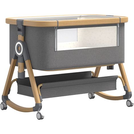 Lit de bébé, hauteur réglable, design pliable, HZDC or gris (1/2)