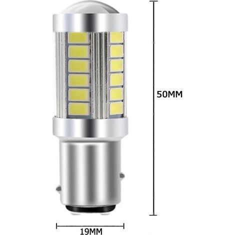 Ampoule LED blanche 1157, 12 V/24 V, ultra-lumineuse, feux de recul, 1 500 lumens, 6 000 K, avec lentille de projection. Feux arrière de recul, lot de 2.