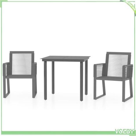 Ensemble à manger de jardin - FAFEICY - 3099149 - Noir - Table carrée 80x80 cm - 2 chaises rotin PVC résistantes UV (1/5)
