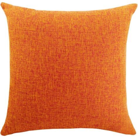 Housses de Coussin Coton Lin en Couleur Unie Throw Pillow Case Chambre Salon Sofa Décoration de Maison Carré Taie d'oreiller Invisible Fermeture à glissière Orange 40X60CM (1/5)